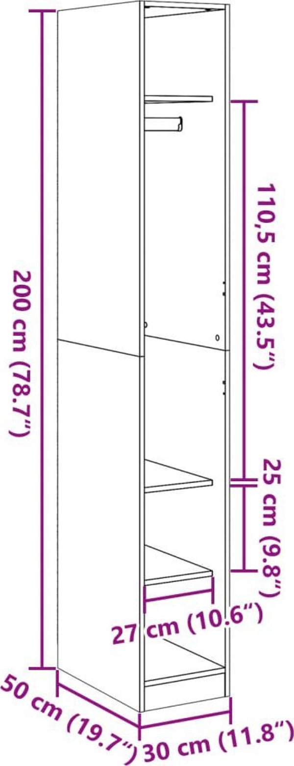 vidaXL Ντουλάπα, παλιό ξύλο, 30x50x200 εκ., ξύλινο υλικό