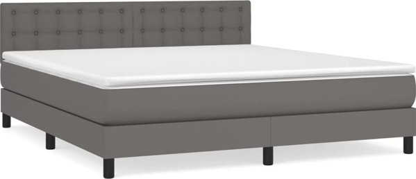 vidaXL Κρεβάτι continental με στρώμα, γκρι, οικοδέρμα, 180x200 cm
