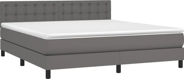 vidaXL Κρεβάτι continental με στρώμα, γκρι, οικοδέρμα, 180x200 cm