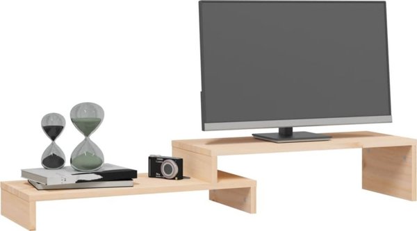 vidaXL Podstawka na monitor, (52-101)x22x14 cm, lite drewno sosnowe
