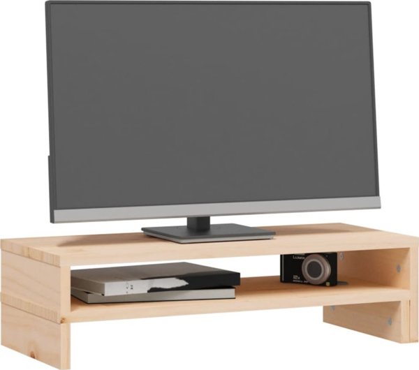 vidaXL Podstawka na monitor, (52-101)x22x14 cm, lite drewno sosnowe