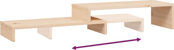 vidaXL Podstawka na monitor, (52-101)x22x14 cm, lite drewno sosnowe