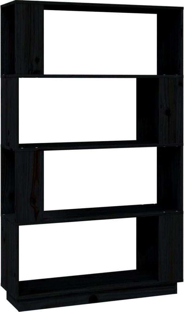 vidaXL Βιβλιοθήκη/Διαχωριστικό, Μαύρο, 80x25x132 εκ, Πεύκο