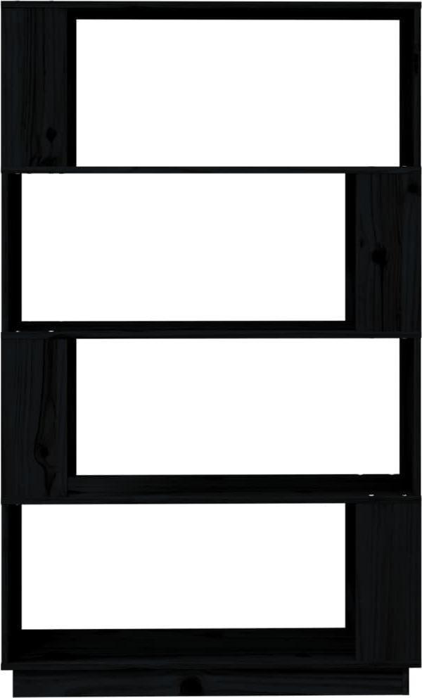 vidaXL Βιβλιοθήκη/Διαχωριστικό, Μαύρο, 80x25x132 εκ, Πεύκο