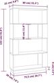 vidaXL Βιβλιοθήκη/Διαχωριστικό, Μαύρο, 80x25x132 εκ, Πεύκο