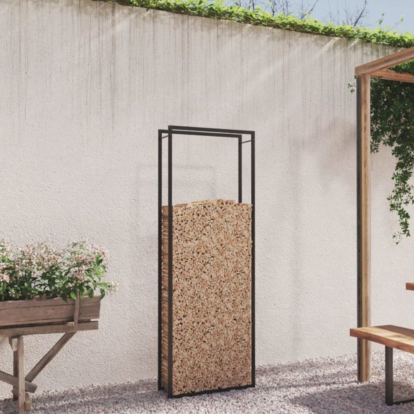 vidaXL vidaXL Stojak na drewno, matowy czarny, 80x28x222 cm, stalowy