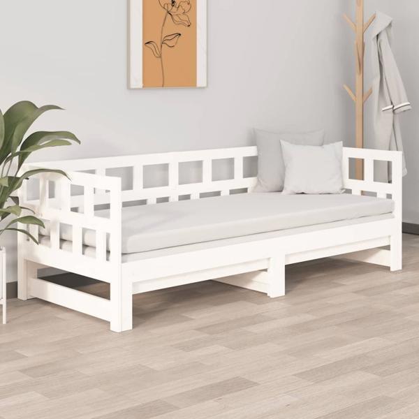vidaXL Lozko rozsuwane biale lite drewno sosnowe 2x(90x200) cm