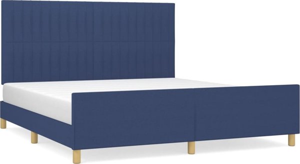 vidaXL Σκελετός κρεβατιού με κεφαλάρι, μπλε, 180x200 εκ, ντυμένο ύφασμα