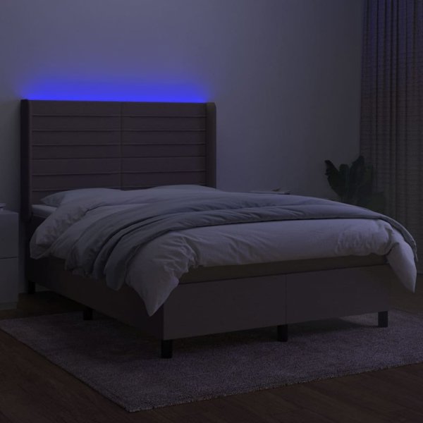 vidaXL Λουτζκο κοντινενταλ με στρωμα, taupe, 140x190 cm, υφασμα