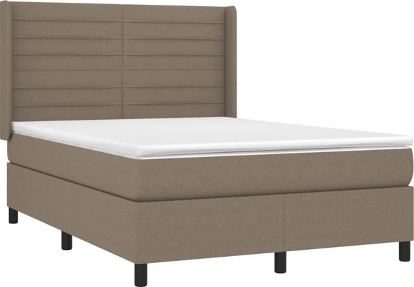 vidaXL Λουτζκο κοντινενταλ με στρωμα, taupe, 140x190 cm, υφασμα