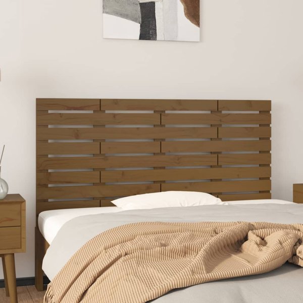 vidaXL Κεφαλάρι κρεβατιού, χρώμα μέλι, 126x3x63 εκ, μασίφ πεύκο