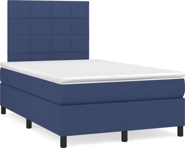 vidaXL Κρεβάτι Continental με στρώμα, μπλε, 120x190 εκ, ύφασμα
