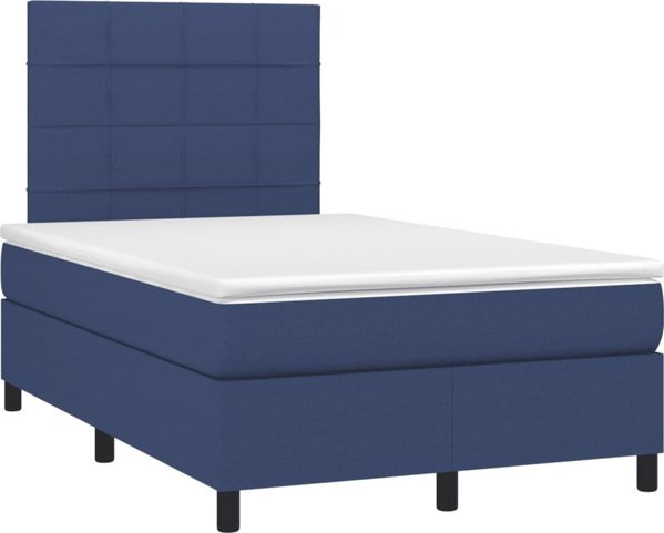 vidaXL Κρεβάτι Continental με στρώμα, μπλε, 120x190 εκ, ύφασμα