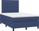 vidaXL Κρεβάτι Continental με στρώμα, μπλε, 120x190 εκ, ύφασμα