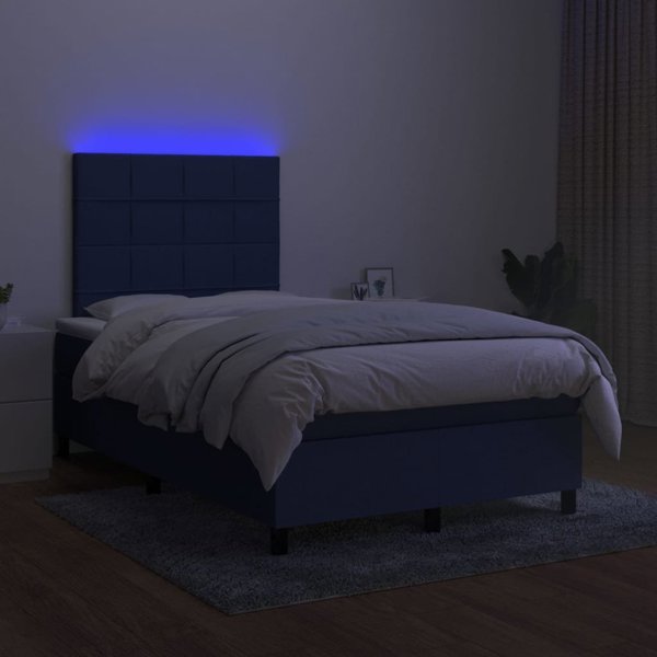 vidaXL Κρεβάτι Continental με στρώμα, μπλε, 120x190 εκ, ύφασμα