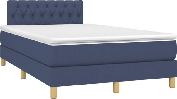 vidaXL Λειτουργικό κρεβάτι με στρώμα, μπλε, 120x200 cm, ύφασμα