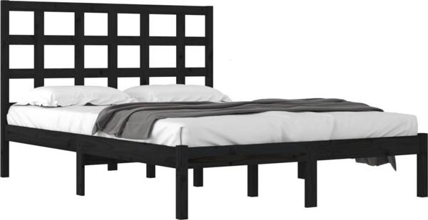 vidaXL Rama lozka czarna z litego drewna 200 x 200 cm