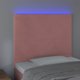 vidaXL Zaglowek do lozka me LED, rozowy, 80x5x118/128 cm, aksamit