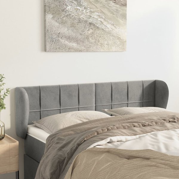 vidaXL Κεφαλαρι uszak, ανοιχτο γκρι, 147x23x78/88 εκ, βελουδο