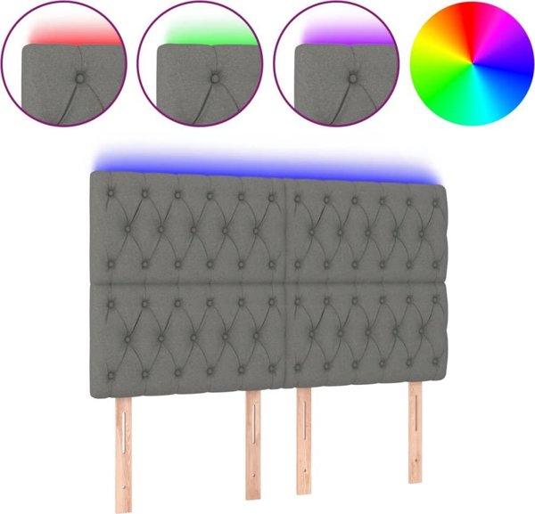vidaXL Zaglowek do lozkou me LED, skouro gkri, 160x7x118/128 cm, yfasma