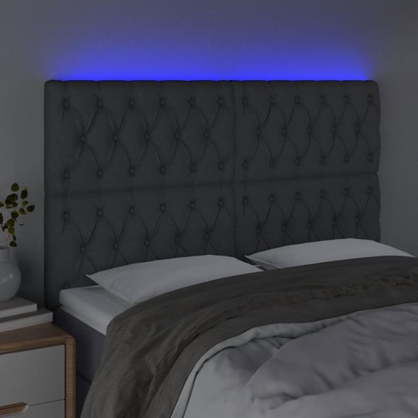 vidaXL Zaglowek do lozkou me LED, skouro gkri, 160x7x118/128 cm, yfasma