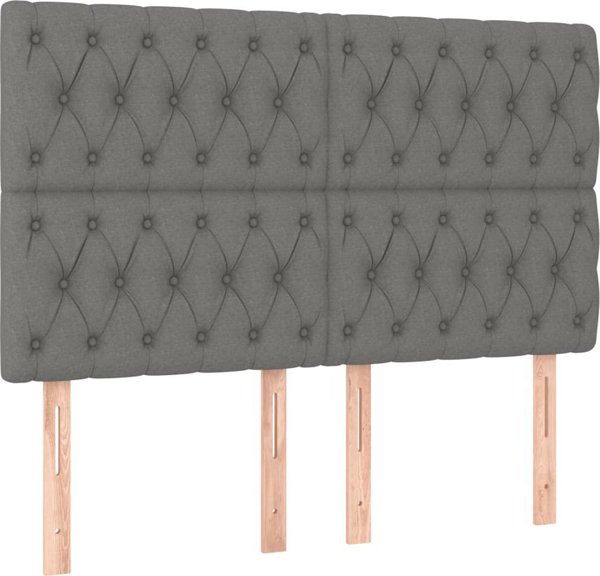 vidaXL Zaglowek do lozkou me LED, skouro gkri, 160x7x118/128 cm, yfasma