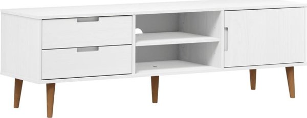 vidaXL Έπιπλο τηλεόρασης, λευκό, 158x40x49 cm, ανοιχτό ξύλο πεύκου