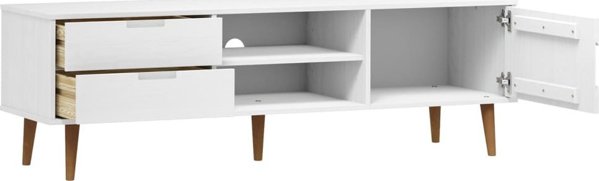 vidaXL Έπιπλο τηλεόρασης, λευκό, 158x40x49 cm, ανοιχτό ξύλο πεύκου