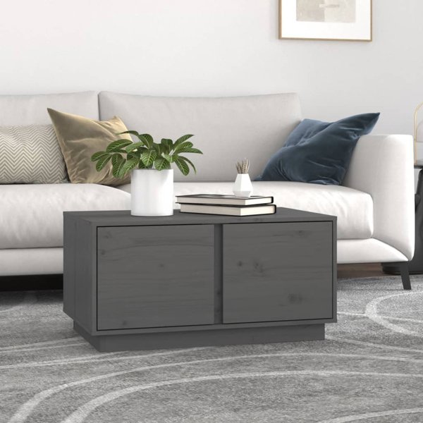 vidaXL vidaXL Stolik kawowy, szary, 80x50x40 cm, lite drewno sosnowe