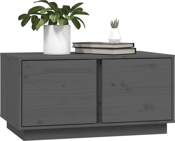 vidaXL vidaXL Stolik kawowy, szary, 80x50x40 cm, lite drewno sosnowe