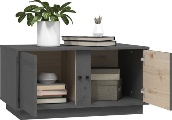 vidaXL vidaXL Stolik kawowy, szary, 80x50x40 cm, lite drewno sosnowe