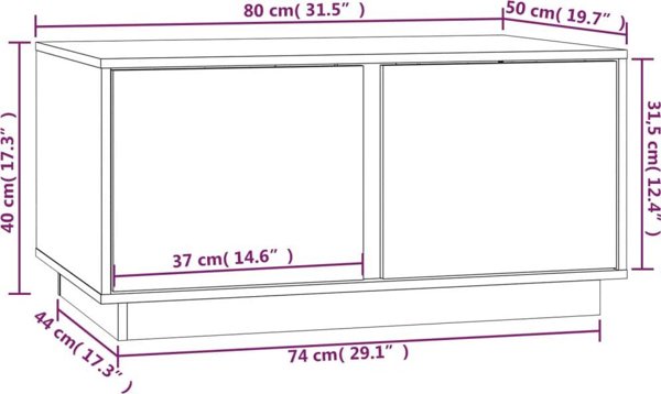 vidaXL vidaXL Stolik kawowy, szary, 80x50x40 cm, lite drewno sosnowe