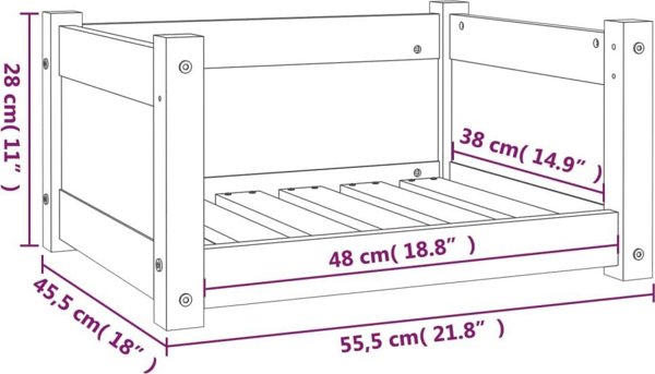 vidaXL vidaXL Legowisko dla psa, 55,5x45,5x28 cm, lite drewno sosnowe