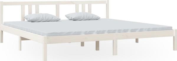 VidaXL Rama lozka biala lite drewno 200 x 200 cm