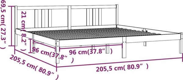 VidaXL Rama lozka biala lite drewno 200 x 200 cm