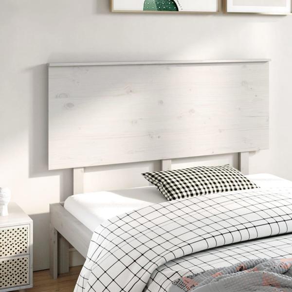 vidaXL Λευκό κεφαλάρι κρεβατιού, 144x6x82,5 cm, μασίφ ξύλο πεύκου
