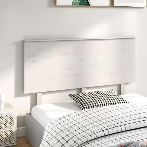 vidaXL Λευκό κεφαλάρι κρεβατιού, 144x6x82,5 cm, μασίφ ξύλο πεύκου