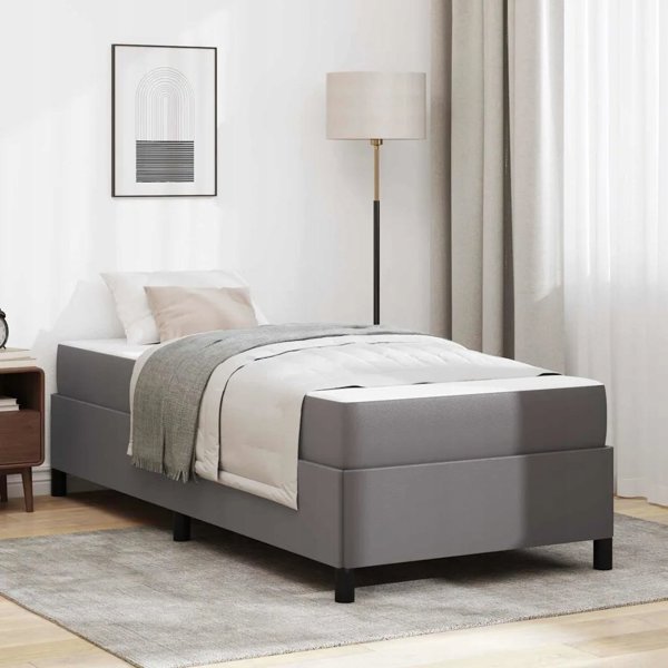 vidaXL Κρεβάτι με Στρώμα 90x190 cm, Υφασμάτινο Πλαίσιο σε Γκρι Χρώμα