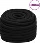 vidaXL vidaXL Linka robocza, czarna, 20 mm, 100 m, poliester