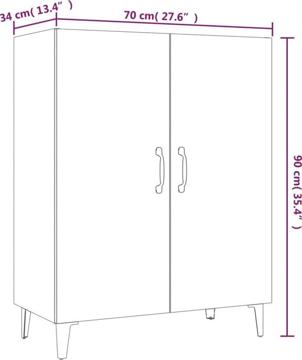 vidaXL Ντουλάπι, γκρι δρυς Sonoma, 70x34x90 εκ., ξυλοπολτός