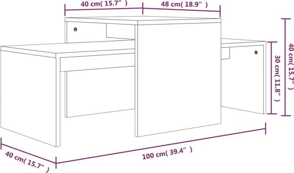 vidaXL Stolik kawowy, brazowy dab 100x48x40 cm material drewnopochodny