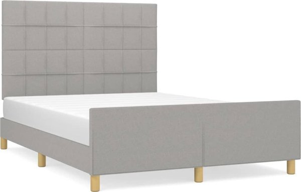 vidaXL Κρεβάτι με κεφαλάρι, ανοιχτό γκρι, 140x200 cm, επενδυμένο με ύφασμα