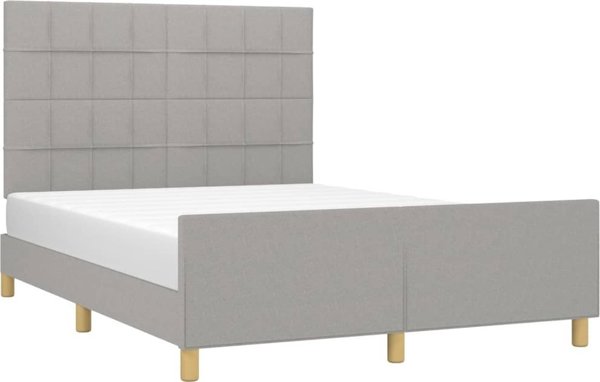 vidaXL Κρεβάτι με κεφαλάρι, ανοιχτό γκρι, 140x200 cm, επενδυμένο με ύφασμα