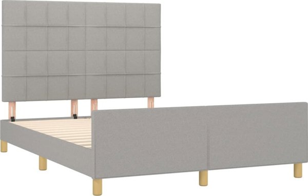 vidaXL Κρεβάτι με κεφαλάρι, ανοιχτό γκρι, 140x200 cm, επενδυμένο με ύφασμα