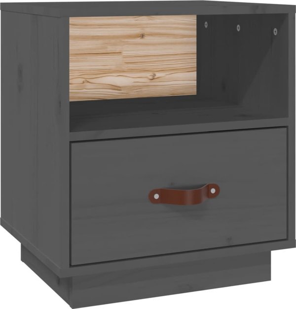 vidaXL vidaXL Szafka nocna, szara, 40x34x45 cm, lite drewno sosnowe