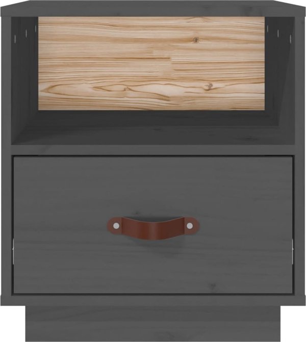vidaXL vidaXL Szafka nocna, szara, 40x34x45 cm, lite drewno sosnowe