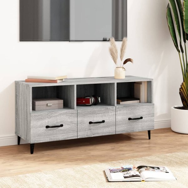 vidaXL Βάση τηλεόρασης γκρι δρυς Sonoma 102x35x50 cm