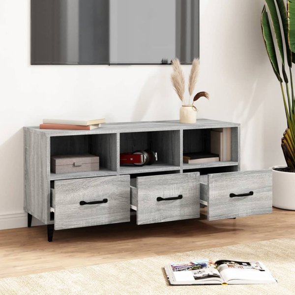 vidaXL Βάση τηλεόρασης γκρι δρυς Sonoma 102x35x50 cm