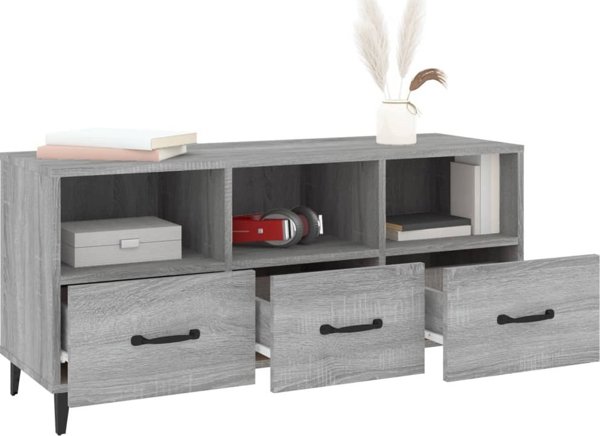 vidaXL Βάση τηλεόρασης γκρι δρυς Sonoma 102x35x50 cm