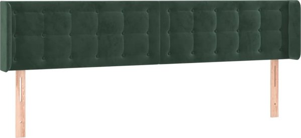 Κεφαλάρι κρεβατιού vidaXL με LED, σκούρο πράσινο, 163x16x78/88 cm, βελούδο